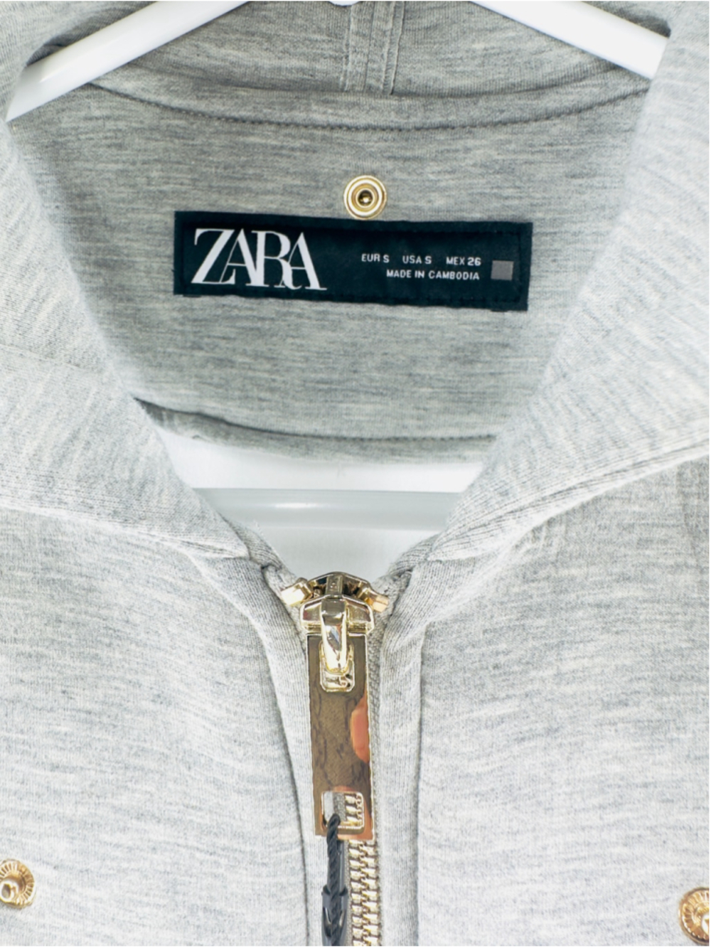 NWT ZARA Gray Hoodie Dickey HOODED SWEATSHIRT Vest WOMENS S - Picture 5 of 6